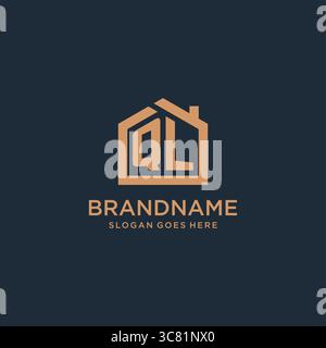 Initial Letter QL-Logo mit einfacher minimalistischer Homeform-Icon-Design-Vektorgrafik Stock Vektor