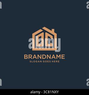 Initial Letter OC-Logo mit einfacher minimalistischer Vektorgrafik im Home Shape-Design Stock Vektor