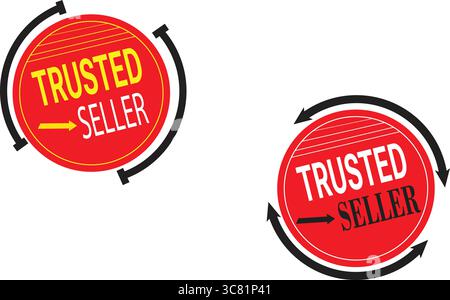 Trusted Seller Stempelemblem rundes Abzeichen Vektor-Symbol für Vertrauenswürdigkeit und Produktvertrauen Stock Vektor
