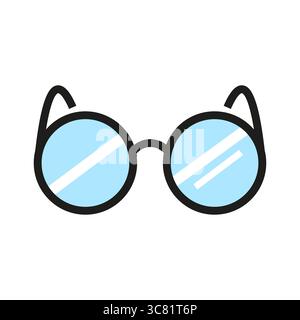 Abbildung Brillenrahmen. Simple Fashion Vector. Blaues Brillenzubehör. Sehobjekt wird gelesen. Stock Vektor