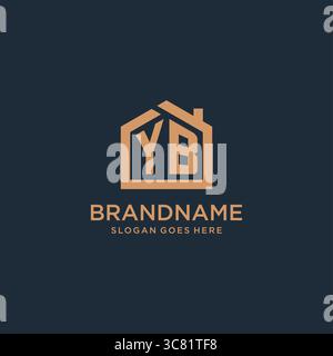 Initial Letter YB-Logo mit einfacher minimalistischer Vektorgrafik im Home-Shape-Design Stock Vektor