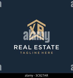 Anfängliches XR-Logo für Immobilien mit einfacher und kreativer Haus Dach-Symbol-Logo Design-Ideen Vektor-Grafik Vektor-Grafik Stock Vektor
