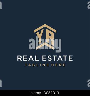 Anfängliches YR-Logo für Immobilien mit einfachen und kreativen Haus Dach Symbol Logo Design Ideen Vektor Grafik Vektor Grafik Vektor Grafik Stock Vektor