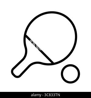 Einfache und klare Kontur eines Tischtennispaddels und -Balls, perfekt für sportbezogene Designs, die Themen wie Wettbewerb, Freizeit und Aktivität vermitteln Stock Vektor