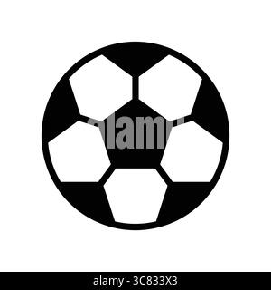 Ein einfaches Schwarz-weiß-Symbol eines Fußballballs, perfekt für sportliche Themen, Designs und Aktivitäten. Ideal zur Förderung von Fitness und Teamarbeit. Stock Vektor