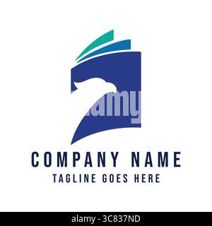 Einfaches minimalistisches Eagle Hawk Falken Buch für Bildung Logo Design Vektor Stock Vektor