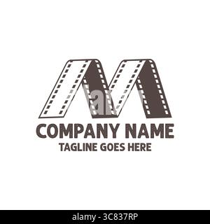 Letter Sign M Video Streifen Film Rolle für Film Kino Produktion Logo Design Vektor Stock Vektor