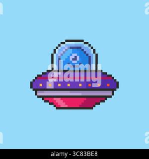 Pixelart Alien Raumschiff-Spiel-Asset-Design Stock Vektor