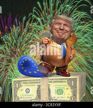 Symbolisches Image, extremer Zollsatz, EU und Deutschland unter politischem Druck, Weltwirtschaft, Industrie, Donald Trump, globale Zolldrohungen, Elon Musk, März Stockfoto