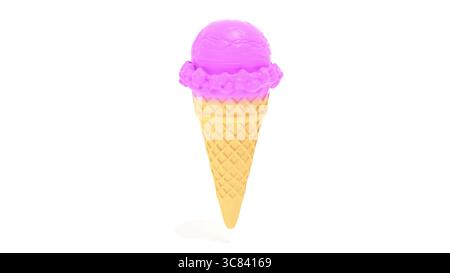 Rosafarbene Süßeiskegel auf weißem BG 3D-Rendering Stockfoto