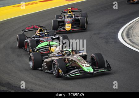20 DURKSEN Joshua (Par), AIX Racing, Dallara F2 2024, Aktion während der 10. Runde der FIA Formel 2 Meisterschaft 2025 vom 1. Bis 3. August 2025 auf dem Hungaroring in Mogyorod, Ungarn Stockfoto