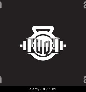 Anfängliche UQ-Logo-Design-Ideen mit einfacher Kurzhantel und Kettlebell-Icon-Vektor-Grafik Stock Vektor