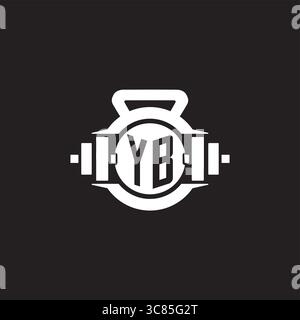 Erste YB Logo Design Ideen mit einfacher Kurzhantel und Kettlebell Icon Vektor Grafik Vektor Grafik Stock Vektor