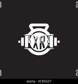 Erste XR-Logo-Design-Ideen mit einfacher Kurzhantel- und Kettlebell-Icon-Vektor-Grafik Stock Vektor
