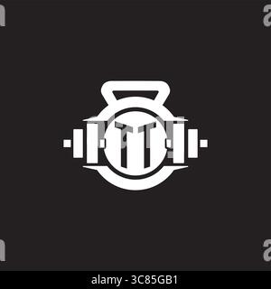 Anfängliche TT-Logo-Design-Ideen mit einfacher Kurzhantel und Kettlebell-Icon-Vektor-Grafik Stock Vektor