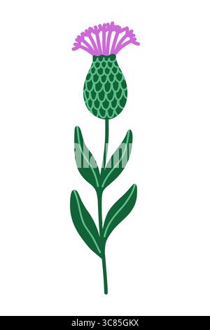 Handgezeichnete Distelblume im flachen Vektor-Stil Stock Vektor