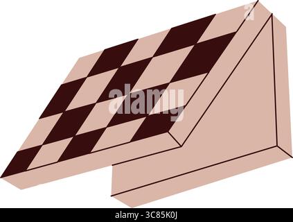 Abbildung des gefalteten Schachbretts in isometrischer Ansicht für stilvolle Layouts Stock Vektor