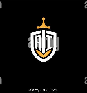 Creative Letter AI-Logo für Gaming-Esport mit Schildvektorgrafik Stock Vektor