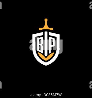 Gaming-Esport mit dem kreativen Buchstaben BP-Logo und Schildvektorgrafik Stock Vektor