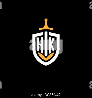 Creative Letter HK-Logo für Gaming-Esports mit Schildvektorgrafik Stock Vektor