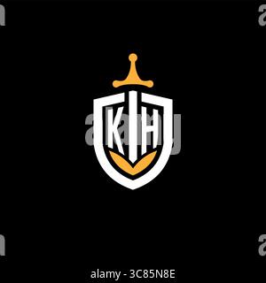Creative Letter KH-Logo Gaming-Esport mit Schildvektorgrafik Stock Vektor