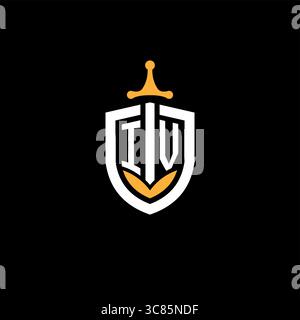 Creative Letter IV-Logo für Gaming-Esports mit Schildvektorgrafik Stock Vektor