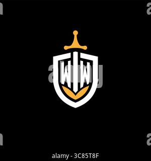 Creative Letter WW-Logo für Gaming-Esports mit Schildvektorgrafik Stock Vektor