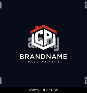 Anfangsbuchstabe CP-Logo mit Hauptdach sechseckige Form Design Ideen Vektor-Grafik Vektor-Grafik Stock Vektor