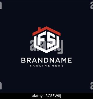 Anfangsbuchstabe FS Logo mit Hauptdach sechseckige Form Design Ideen Vektor Grafik Vektor Grafik Vektor Grafik Stock Vektor