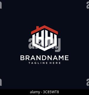 Initial Letter HH Logo mit Hauptdach sechseckige Form Design Ideen Vektor Grafik Vektor Grafik Vektor Grafik Stock Vektor