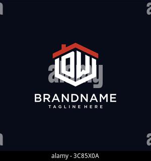 Initial Letter DW Logo mit Hauptdach sechseckige Form Design Ideen Vektor Grafik Vektor Grafik Vektor Grafik Stock Vektor