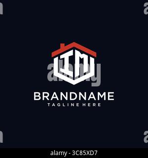 Anfangsbuchstabe im-Logo mit Hauptdach-Sechseck-Design-Ideen Vektorgrafik Vektorgrafik Stock Vektor