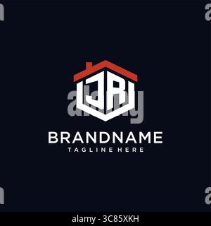 Initial Letter JR Logo mit Hauptdach sechseckige Form Design Ideen Vektor Grafik Vektor Grafik Vektor Grafik Stock Vektor