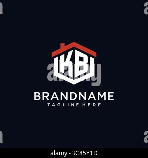 Initial Letter KB Logo mit Home Dach sechseckige Form Design Ideen Vektor Grafik Vektor Grafik Stock Vektor