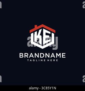 Initial Letter KE Logo mit Hauptdach sechseckige Form Design Ideen Vektor Grafik Vektor Grafik Vektor Grafik Stock Vektor