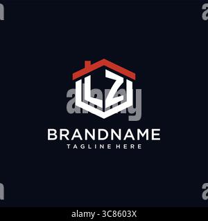 Initial Letter LZ Logo mit Hauptdach sechseckige Form Design Ideen Vektor Grafik Vektor Grafik Vektor Grafik Stock Vektor