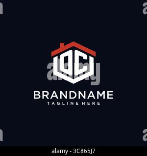 Initial Letter OC Logo mit Hauptdach sechseckige Form Design Ideen Vektor Grafik Vektor Grafik Vektor Grafik Stock Vektor