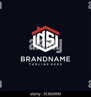 Initial Letter NS Logo mit Home Dach sechseckige Form Design Ideen Vektor Grafik Vektor Grafik Stock Vektor