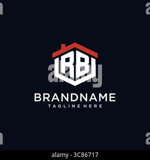 Initial Letter RB Logo mit Hauptdach sechseckige Form Design Ideen Vektor Grafik Vektor Grafik Vektor Grafik Stock Vektor