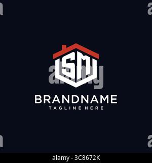 Anfangsbuchstabe SM Logo mit Hauptdach sechseckige Form Design Ideen Vektor Grafik Vektor Grafik Vektor Grafik Stock Vektor