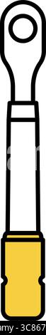 Einfaches und niedliches Strichsymbol des Drehmomentschlüssels für Autowartung, Reparaturwerkzeuge und mechanische Ausrüstung Illustration, Vektorillustration Stock Vektor