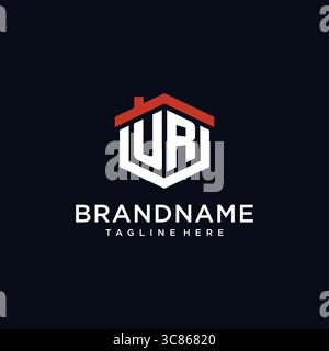 Anfangsbuchstabe UR-Logo mit Hauptdach sechseckige Form Design Ideen Vektor-Grafik Vektor-Grafik Stock Vektor