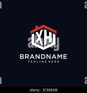Initial Letter XH Logo mit Hauptdach sechseckige Form Design Ideen Vektor Grafik Vektor Grafik Vektor Grafik Stock Vektor