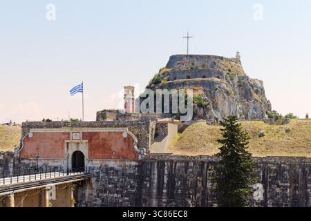 Alte Festung von Korfu, die alte venezianische Festung in Korfu Stadt, Kerkyra, Griechenland. Stockfoto