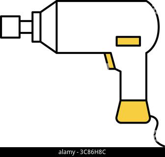 Einfache und niedliche Linie Symbol des Schlagschraubers für Autowartung und mechanische Werkzeug Illustration, Vektor Illustration Stock Vektor