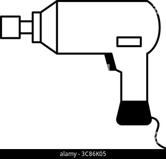 Einfache und niedliche Linie Symbol des Schlagschraubers für Autowartung und mechanische Werkzeug Illustration, Vektor Illustration Stock Vektor