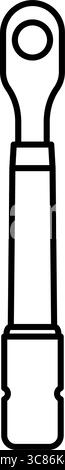 Einfaches und niedliches Strichsymbol des Drehmomentschlüssels für Autowartung, Reparaturwerkzeuge und mechanische Ausrüstung Illustration, Vektorillustration Stock Vektor