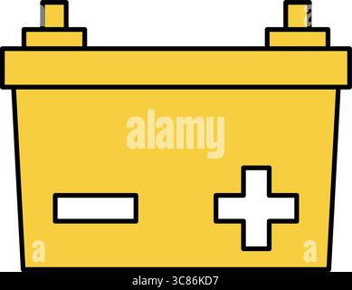 Einfaches Zeilensymbol der Autobatterie mit Klemmen und Griffen, Vektorillustration Stock Vektor