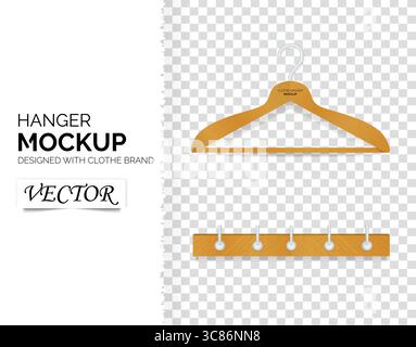Realistische Kleidung Holzbügel oder Haken Wand Vektor Design Vorlage, Clipart oder Mock up für Werbung Stock Vektor