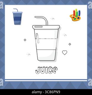 Saftglasskizze, Illustration der Malseite für Kinder Stock Vektor